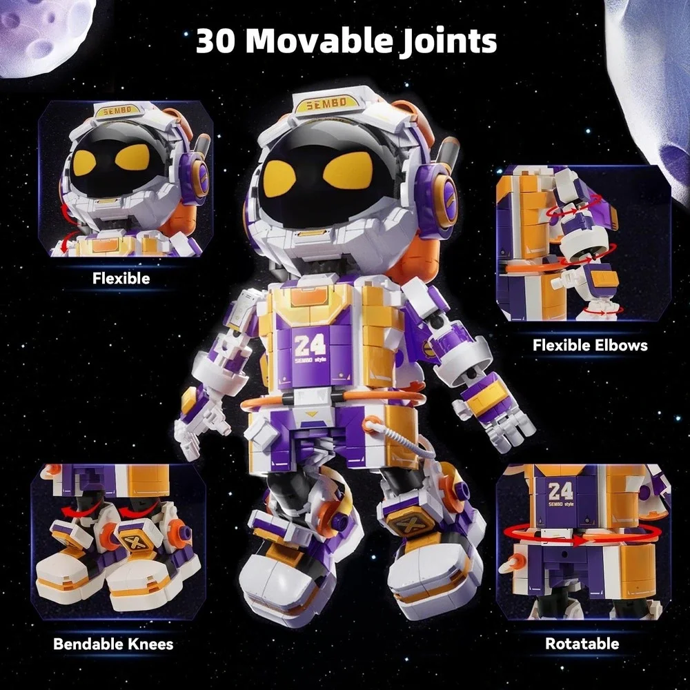 SEMBO Space Slam Dunk Basketball Robot LED Building Block Figure New 24 Toy